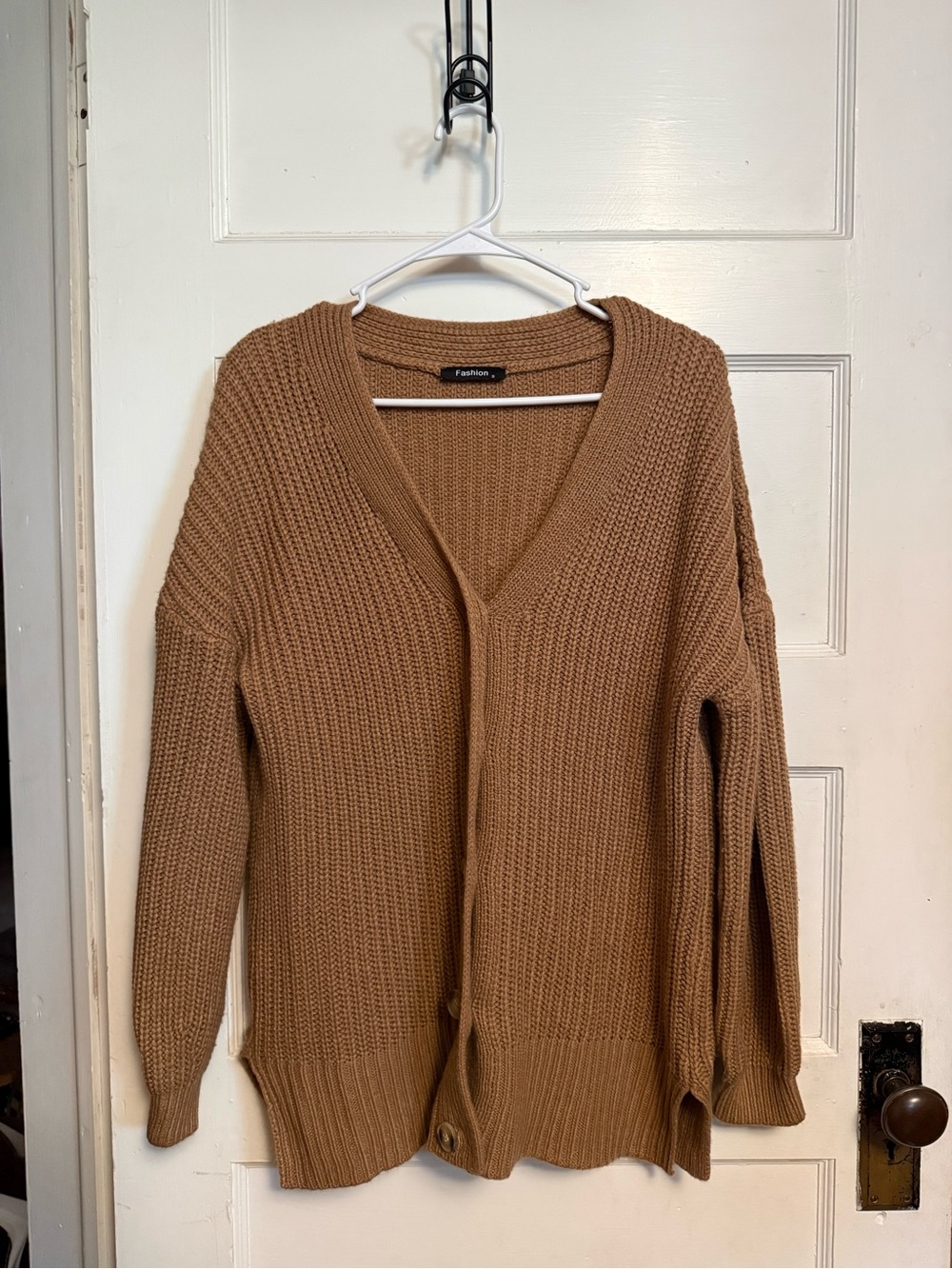 Fashion brown/ tan knit cardigan with button-up front Size SM I think best for L